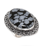 Snowflake Obsidian Handmade 925 Sterling Silver Jewelry Ring Size 9 d6s64