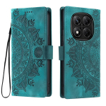 Tribal reljeefne telefoni &uuml;mbris-rahakott Xiaomi 14 14T 15 Pro Redmi Note 14 13 12 Pro Plus jaoks, fotoraami ja tugijalaga &uuml;mbris Redmi Note 9 Pro/Note 9S roheline