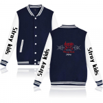 Stray Kids Kpop Prindiga Meeste Naiste Hip Hop Jakk Mantel Dressipluus Huppar Pesapalli Vorm Streetwear Poisid T&uuml;drukud Kampsun Topid Riided XXXXL tumesinine v&auml;rv