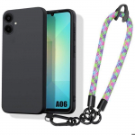 Coque pour samsung galaxy a06, silicone antichoc avec dragonne amovible multicolore