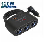 120 W kiirlaadija autolaadija pistikupesa s&uuml;&uuml;teadapter 12V-24V PD QC3.0 intelligentne kiirlaadimine TYPE-C kahe USB-autolaadija toiteadapteri pistik