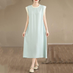 Varrukateta Plus-suuruses uus vintage kleidid naistele vaba ja pikk suvekleit L