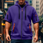 Men's short-sleeved casual hooded short-sleeved pullover XL