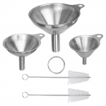 Kitchen Funnel Set with Cleaning Brushes Practical Portable Oil Liquid Funnels Easy to Clean for