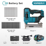 YOFIDRA harjadeta 30mm elektriline naelap&uuml;stol 2-&uuml;hes naelutus-/klammerdusp&uuml;stol juhtmeta karkassinaelutusklammerdaja t&ouml;&ouml;riist Makita 18V akudele 1xBattery-EU PLug