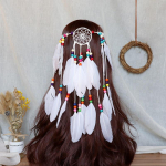 Boheemlaslik pikk narmastega sulgpeapael naiste retro unistustep&uuml;&uuml;dja peakate reis puhkus juuksepiir