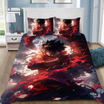 &Uuml;heosaline tekikottide komplekt, Luffy voodipesukomplekt, koomiksimustriga magamistoakaunistus lukuga padjap&uuml;&uuml;ri, luksuslik kingitus lastele 135x200cm 2pcs