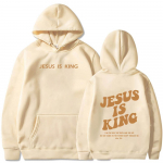 Jeesus on kuningas kapuutsiga pusa kristlik usupusa Jeesus p&auml;&auml;stab mees naine Harajuku pullover pealsed XL
