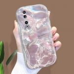 Armas koomiksimustriga kreemjas tekstuuriga korpus Lainelise servaga pehme silikoonkaanega telefoni&uuml;mbris Huawei Honor Infinix Tecno iPhone'i jaoks Honor X8 5G