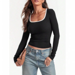 DAFIFY Naistemood vabaaja kevad-s&uuml;gis &uuml;hev&auml;rvilise tr&uuml;kiga pikkade varrukatega kandilise kraega pluusid ja s&auml;rgid S