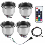 4x Roostevabast terasest joogitopsihoidja 14 LED RGB-valgusti+Puldiga Auto Merepaat