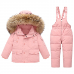 Paks talvine udunjope komplekt v&auml;ikelastele 1-3 aastat - Unisex, soe ja hubane kaheosaline riietus 100 cm roosa