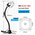 3W 24V CNC-masina t&ouml;&ouml;valgusti pika &otilde;la ja kruvikinnitusega painduva jalaga