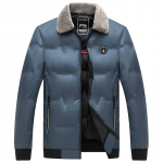 Moodne karusnaha krae Meeste puuvillane talvemantel Paks l&uuml;hike soe puuvillane mantel rev&auml;&auml;riga sulejope 4XL must