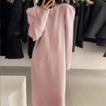 Kootud kampsun &Uuml;hev&auml;rviline Keskmise pikkusega kleit &Uuml;le p&otilde;lve Pullover Kootud Lai P&otilde;hi &Uuml;le p&otilde;lve &Uuml;hev&auml;rviline Naised XL roosa