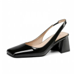 Elegantsed slingback sandaalid naistele suvekingad roosad mustad nahast keskmised kontsad pumbad kinnise ninaga kontoripidu kingad naistele suur suurus 45 34 must