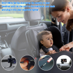 Beebiauto peegel 1080P beebikaamera 4,3-tollise IPS-ekraaniga &Ouml;ise n&auml;gemine Reguleeritav lai vaatenurk imikutele, lastele, lemmikloomadele must