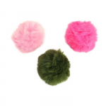 Pompon en fausse fourrure Corail Kaki et Nude 3 pi&egrave;ces