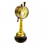 Meres&otilde;iduki k&auml;sitsi valmistatud messingist merelaeva telegraafi laevamootori helitelegraaf kellaga koju, kontorisisustus