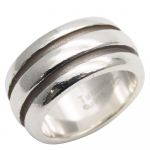 Used TIFFANY&Co. Ring Grooved Double line EU#47.5 Silver925 9.2g Silver Accessories