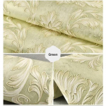 Euroopa stiilis 3D stereo damask-flokeeritud mittekootud tape magamistoa elutoa jaoks, kaasaegne lihtne sisekujundus, tapeet rullis 0. 53x2m roheline