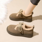 Naiste lumesaapad lamedad paeltega kingad seemisnahast ja &scaron;iki otsaga, kuum pakkumine libisevatel, kvaliteetsetel ja libisemisvastastel karvastel kingadel 35