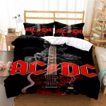 3D Prindiga Mood AC_DC Rockb&auml;nd Voodipesukomplekt AC-DC B&auml;ndi Mustriga Tekikott Padjap&uuml;&uuml;ridega &Uuml;heinimesevoodi T&auml;issuuruses Kuninganna Kuningas 150x200cm 3pcs