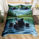 Karude looduslik pere tekikate komplekt, kaksiksuurus, 3D j&otilde;e/j&auml;rve voodipesu komplekt, t&uuml;drukutele/poistele, seiklus, jahindus, tekikate, m&auml;gi EU Twin(135x200cm)