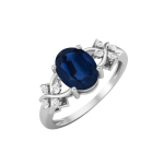 8X6MM Ovaalne Sinine Safiir Kivi 925 Sterling H&otilde;be Solitaire Viinapuust Inspireeritud Naiste Pulmas&otilde;rmus 8.5 valge