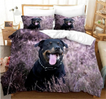 Rottweiler Tekikott &Uuml;heinimesevoodile Must Rottweiler &Uuml;heinimesevoodipesukomplekt Loomateema Koeraarmastajale Pol&uuml;ester Kahekordne Queen King Tepikott 70x133cm