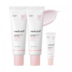 Medicube PDRN Pink Tooni &uuml;les t&otilde;stev p&auml;ikesekreem SPF50+ &mdash; Helendav UV-kaitse ja tooni &uuml;htlustav hooldus (50 ml &times; 2)