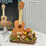 Plastikust lilled Elektrikitarr Ukulele Ehitusklotsid Montaažim&auml;nguasjad Lastele T&auml;iskasvanutele Lauakaunistus Kingitused No box brown