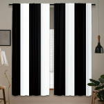 [2 tk pol&uuml;estermodernset kardinat] 2 tk pol&uuml;estermodernset kardinat - Must-valge triibuline  Pooll&auml;bipaistev  Valgust filtreeriv kardinapuu 100*130 Grommet Top 1pcs
