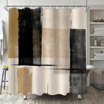 Abstraktne Lihtne Kaasaegne Du&scaron;ikardina Komplekt Tume Pruun Neutraalne Kaasaegne Pintslit&otilde;mbed Kunst Veekindel Vannitoa Kardin Konksudega 2pcs*90x180cm