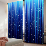 2 tk veidrad fantaasiasinisest &ouml;&ouml; t&auml;hesinine taevaprintiga kardinat. Eluj&otilde;uline kodu kaunistus magamistuppa, vannituppa, elutuppa 29,53X65,35 tolli 100*130 HOOK 1pcs