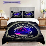 Colorado Avalanche'i mustriga voodipesu Tekikott ja padjap&uuml;&uuml;rid Kodu kaunistus S&uuml;nnip&auml;evakingitus (1 * tekikott + 2 * padjap&uuml;&uuml;ri, ilma s&uuml;damikuta) 135x200cm