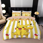 3D Prinditud Pikachu Voodipesu Komplekt Anime Gengar P-Pokemon Ash Ketchum Tekk Tekikott Padjap&uuml;&uuml;r Tekikoti Kate T&uuml;drukud Poisid Puhkusekingitused EU Single(135*200cm)3pcs