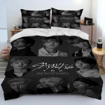 3D Stray Kids Kpopi Laulja T&auml;ht Voodipesukomplekt Tekikate Voodikomplekt Tekikate Padjap&uuml;&uuml;rKuningas Kuninganna &Uuml;heinimese Suurus Poisid T&uuml;drukud T&auml;iskasvanud AU Single(140*210cm)3pcs