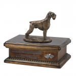 Schnauzer IV - urn for dog ashes, personalized urn with a statue, wooden urn with a dog by Art-Dog brand pruun