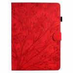Kaitse&uuml;mbris Samsung Tab A11 jaoks 8,7-tollisele tahvelarvutile Reljeefne puu Magnetiline rahakott-alus Tahvelarvuti Coque Galaxy Tab A11 2025 jaoks &Uuml;mbris Sm-x130 Tab A11 (8.7 inch) punane