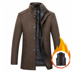 S&uuml;gis- ja talvine meeste mantel Villane mantel Meeste seisev krae Villane mantel vestiga 3XL M