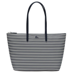 Lacoste Trendikas mitmek&uuml;lgne suure mahutavusega PVC kott-kott Naiste kott-kott S&uuml;gavsinine Valge NF4792SJ-Q02 Dark Blue White Stripes,Medium