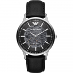 Emporio Armani Renato Must Nahk Meeste Mehaaniline Automaatne Kell AR60038 must