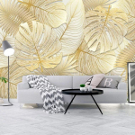 3D stereo troopilise vihmametsa tapeet kuldse banaanilehe seinamaal elutoa magamistoa seinapaberid 200 cm(W) x 140 cm(H)