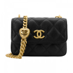 Chanel 23P Must tepitud litsinaha s&uuml;da kuldpalliga pandlaga klappkett v&ouml;&ouml; ristkorpuseline naiste kott Box(Basic Set+Box) must