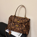 Uus kunstnahast leopardimustriline suur kott Suure mahutavusega reisikott Kvaliteetne mitmek&uuml;lgne k&auml;ekott Crossbody kott Kvaliteet black