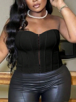 Rose Beauty A Plus konks ja silmad ees pits &uuml;les avatud seljaga &uuml;le rinnakorsett rinnakorsett rinnakujuline kehakuju Clubwear Crop Tube top 1XL must
