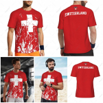 &Scaron;veitsi &Scaron;veits Jalgpall Jalgpall T-s&auml;rk 3D Prindi Rahvuslipp S&Auml;RK Treening &Uuml;mmargune kaelus Unisex Mehed Naised Sport Cheer L&uuml;hike varrukas &Uuml;htne S