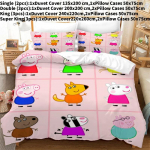Peppa Pig 3D Digitr&uuml;kiga Tekikate ja Padjap&uuml;&uuml;ri Komplekt Laste Magamistoa Kaunistuseks Single(135x200cm)