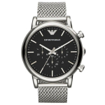 Emporio Armani AR1808 46mm Klassikaline Kronograaf Must T&auml;hikuga Meeste K&auml;ekell 46mm h&otilde;be